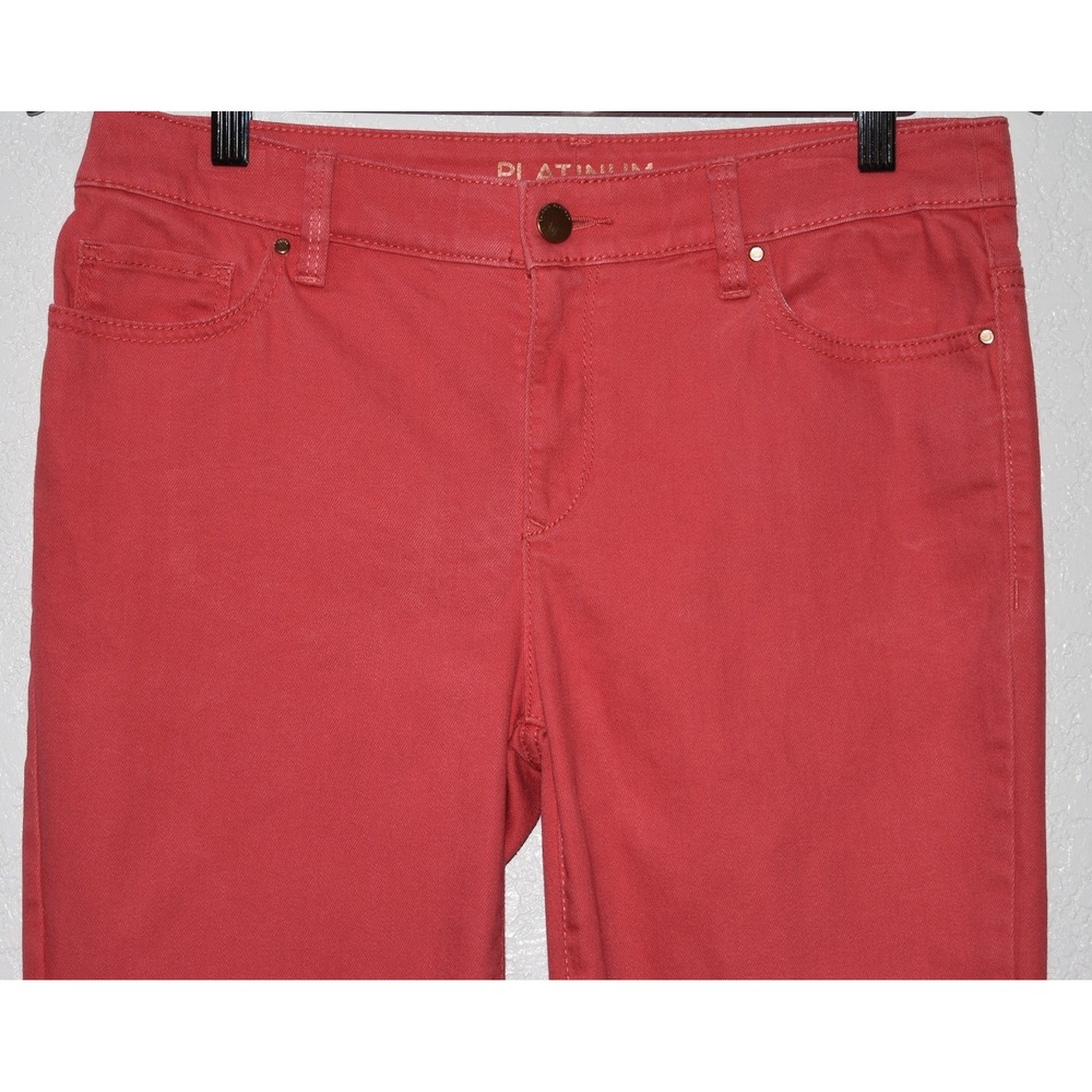 Chicos Platinum Crop Jeans Coral Pink Stretch Denim Size 00 (2 XS) 5-Pocket